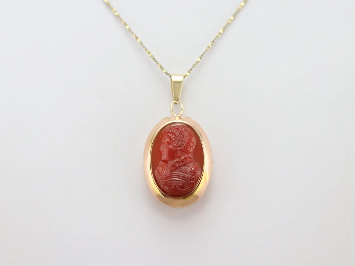 Antique Carved Carnelian Cameo Locket