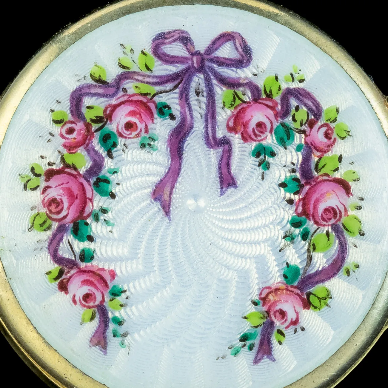 Antique Edwardian Guilloche Enamel Floral Locket