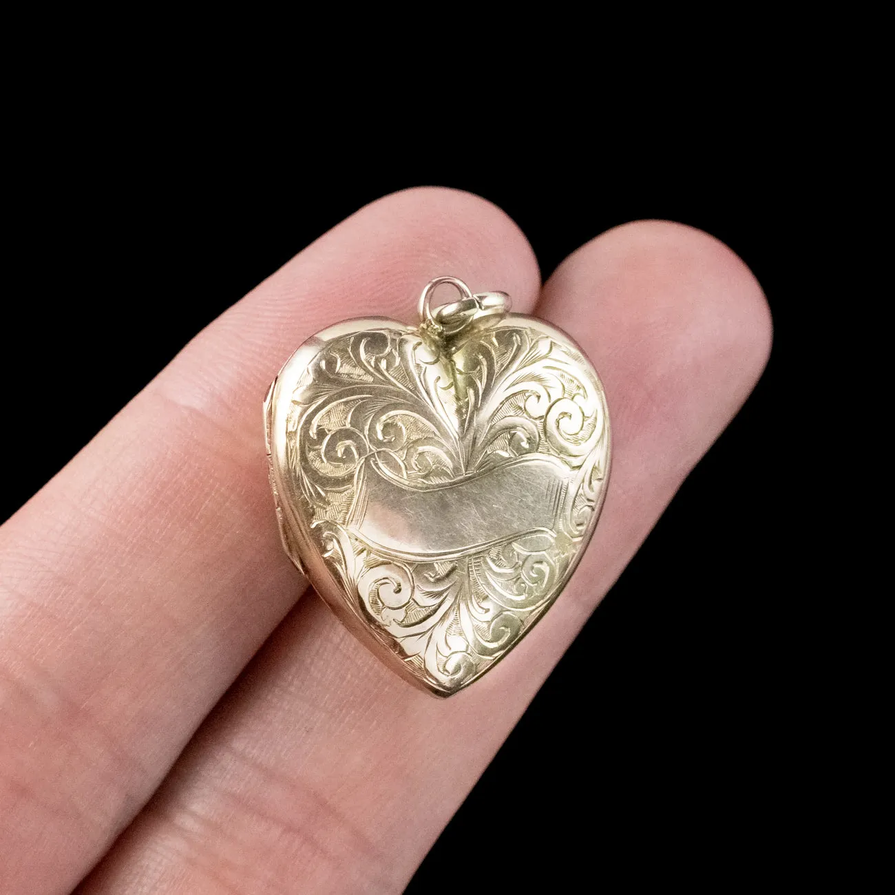 Antique Edwardian Heart Locket 9ct Gold Dated 1909