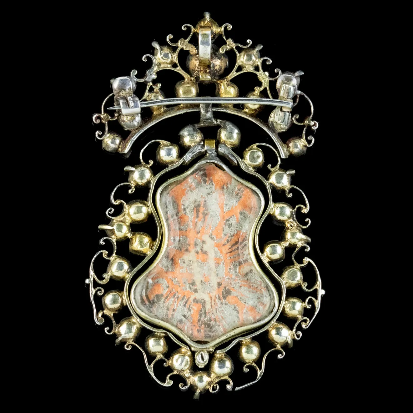 Antique Queen Anne Paste Portrait Brooch Pendant Silver Circa 1710 Boxed