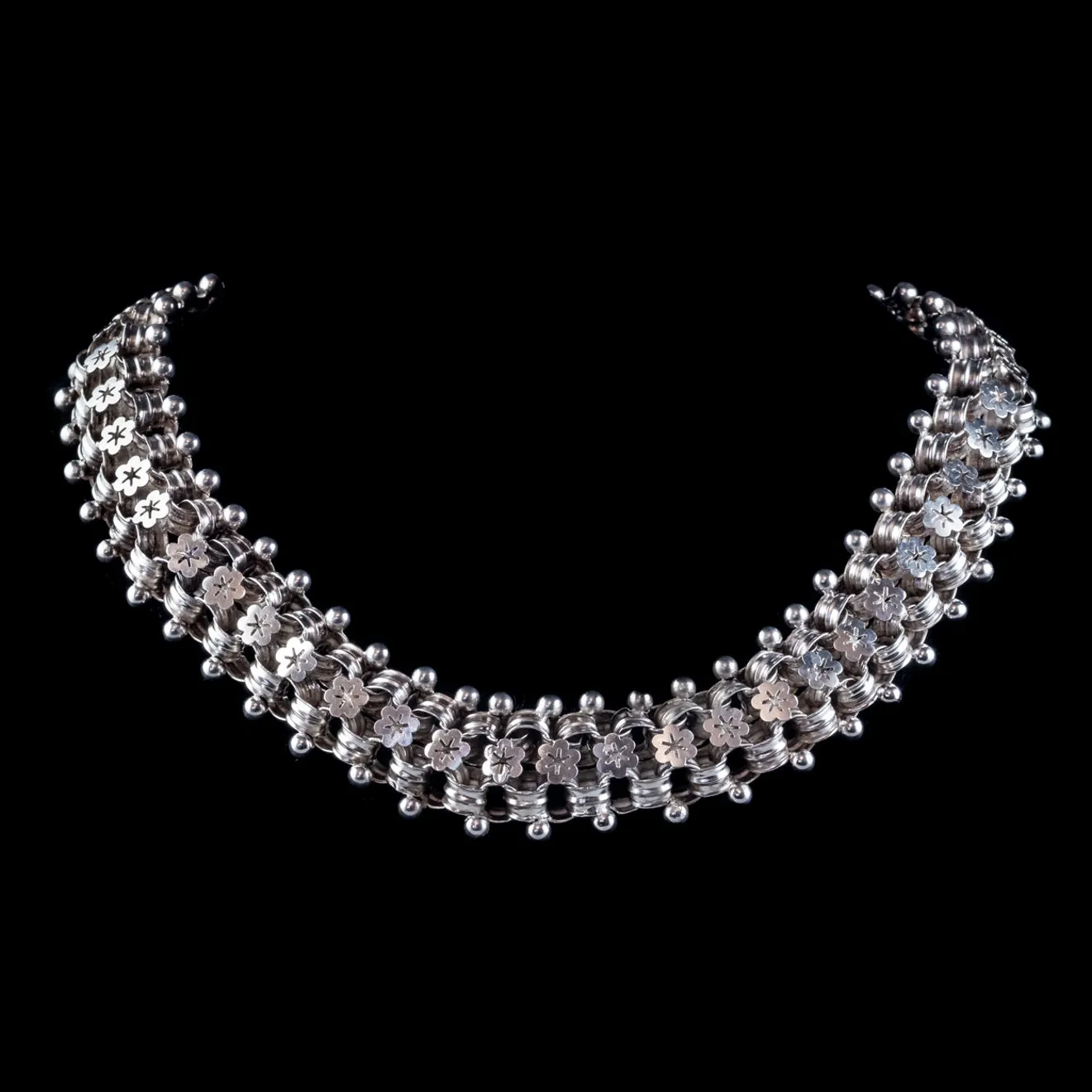 Antique Victorian Silver Collar Necklace Circa 1880