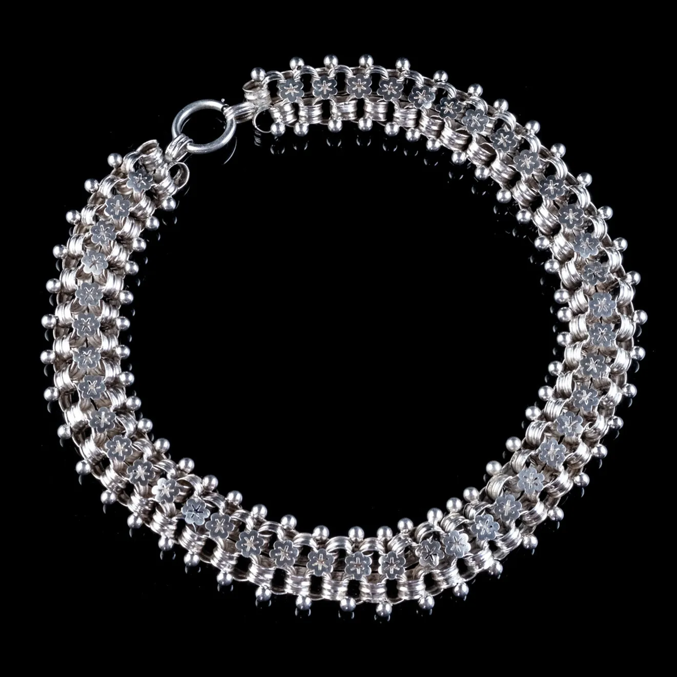 Antique Victorian Silver Collar Necklace Circa 1880