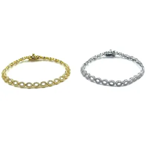 Ashley Gold Sterling Silver Open Oval CZ Design Tennis Bracelet