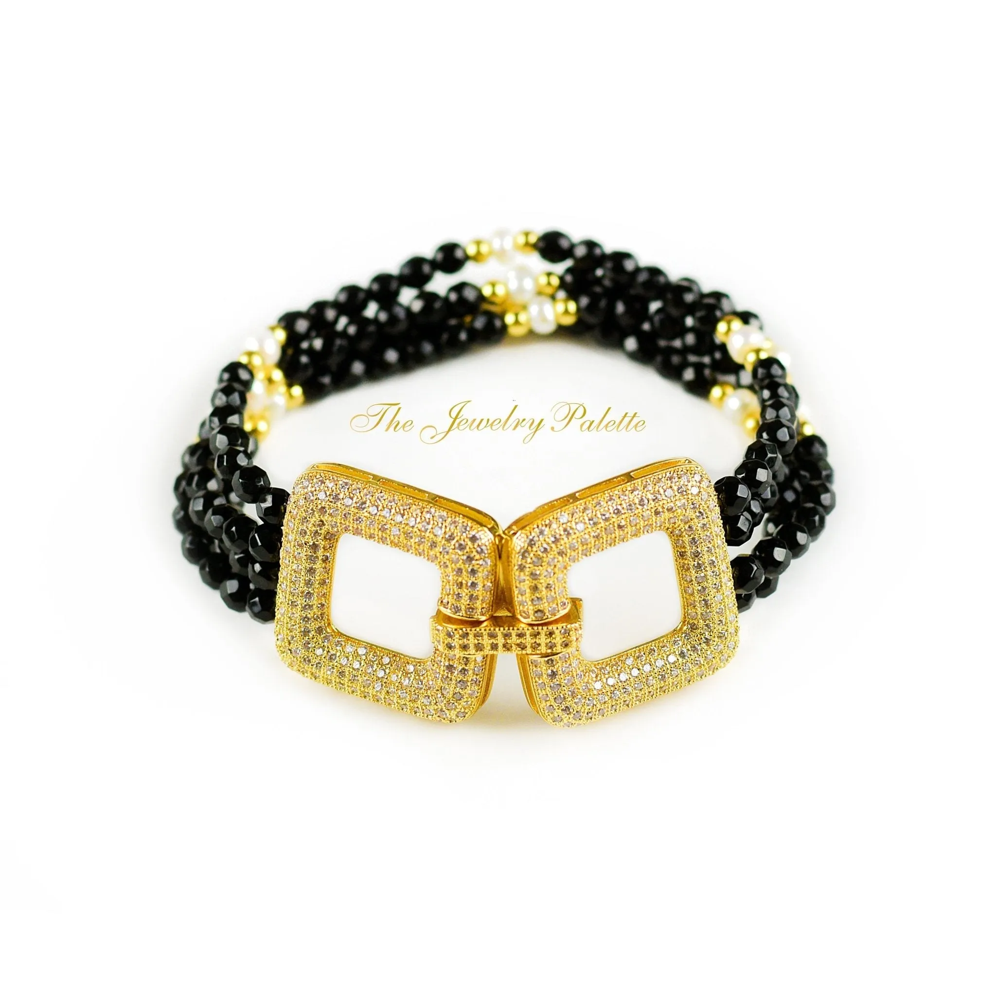 Asna black onyx cluster necklace
