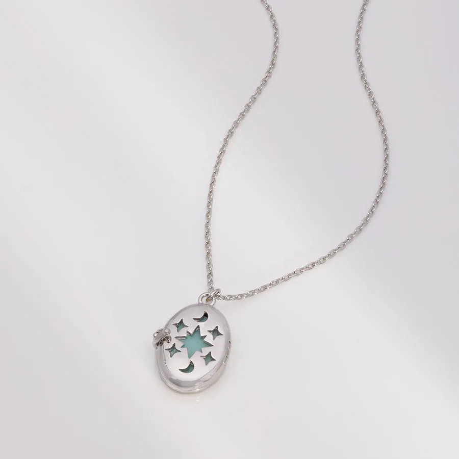 Aura Amazonite Silver Locket Necklace