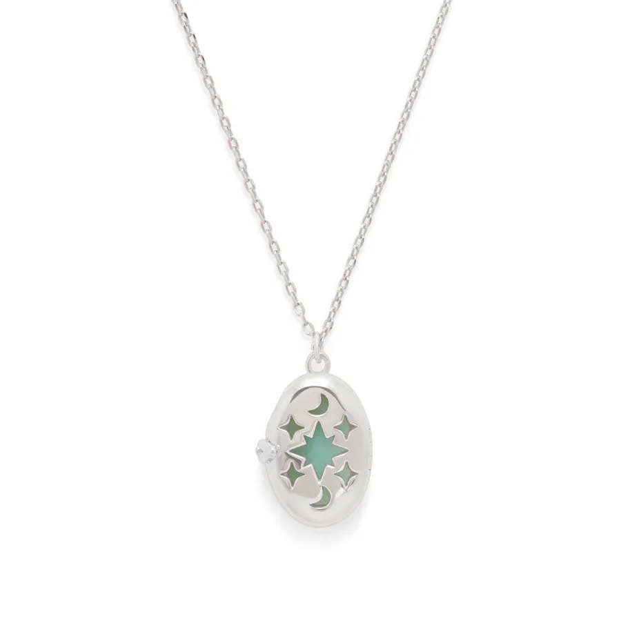 Aura Amazonite Silver Locket Necklace