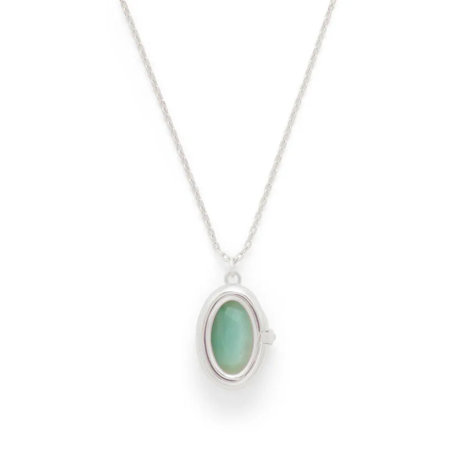Aura Amazonite Silver Locket Necklace