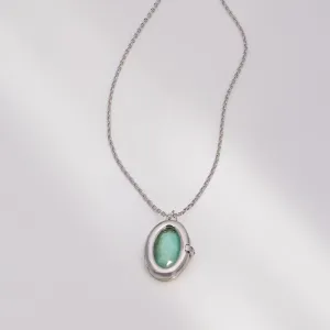 Aura Amazonite Silver Locket Necklace