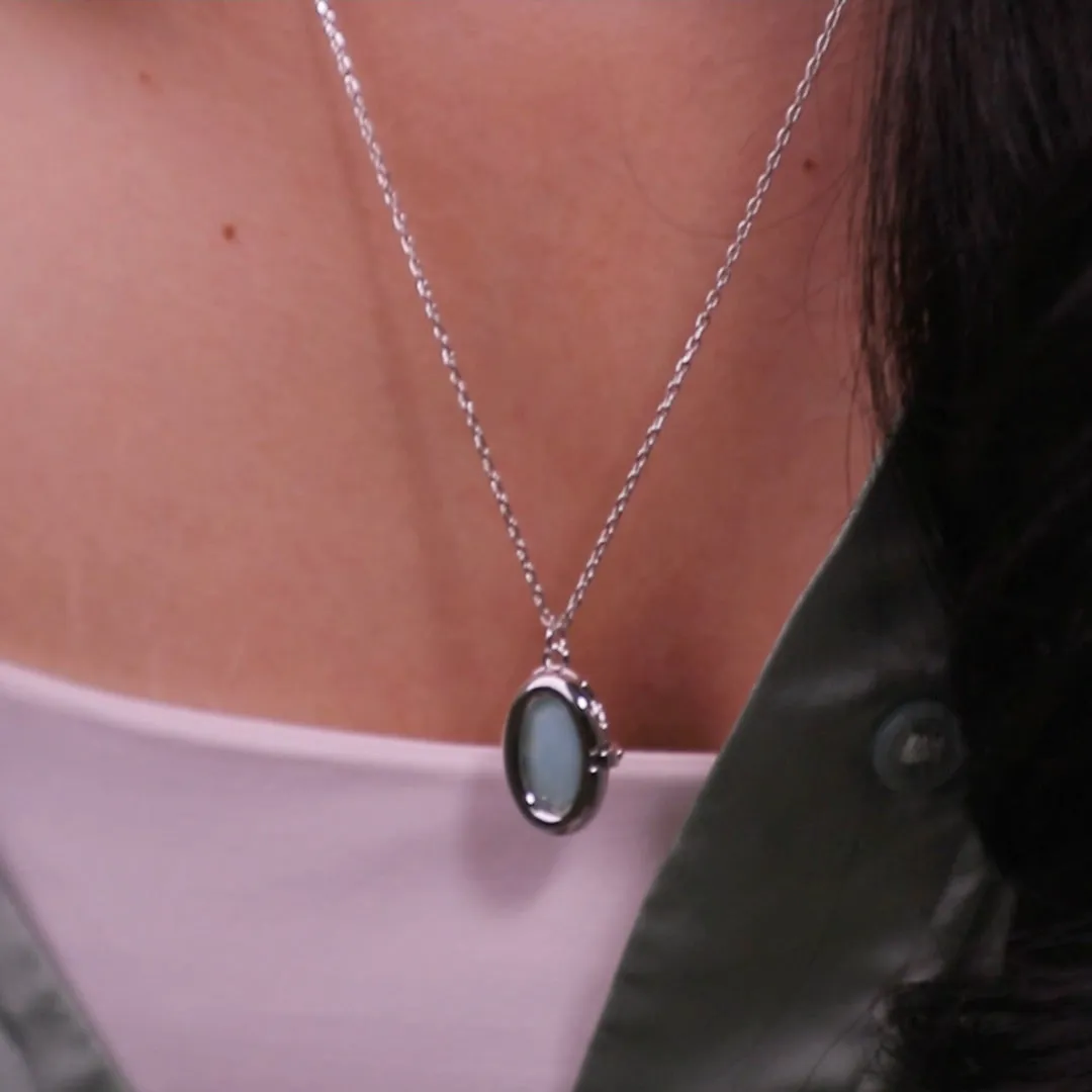 Aura Amazonite Silver Locket Necklace