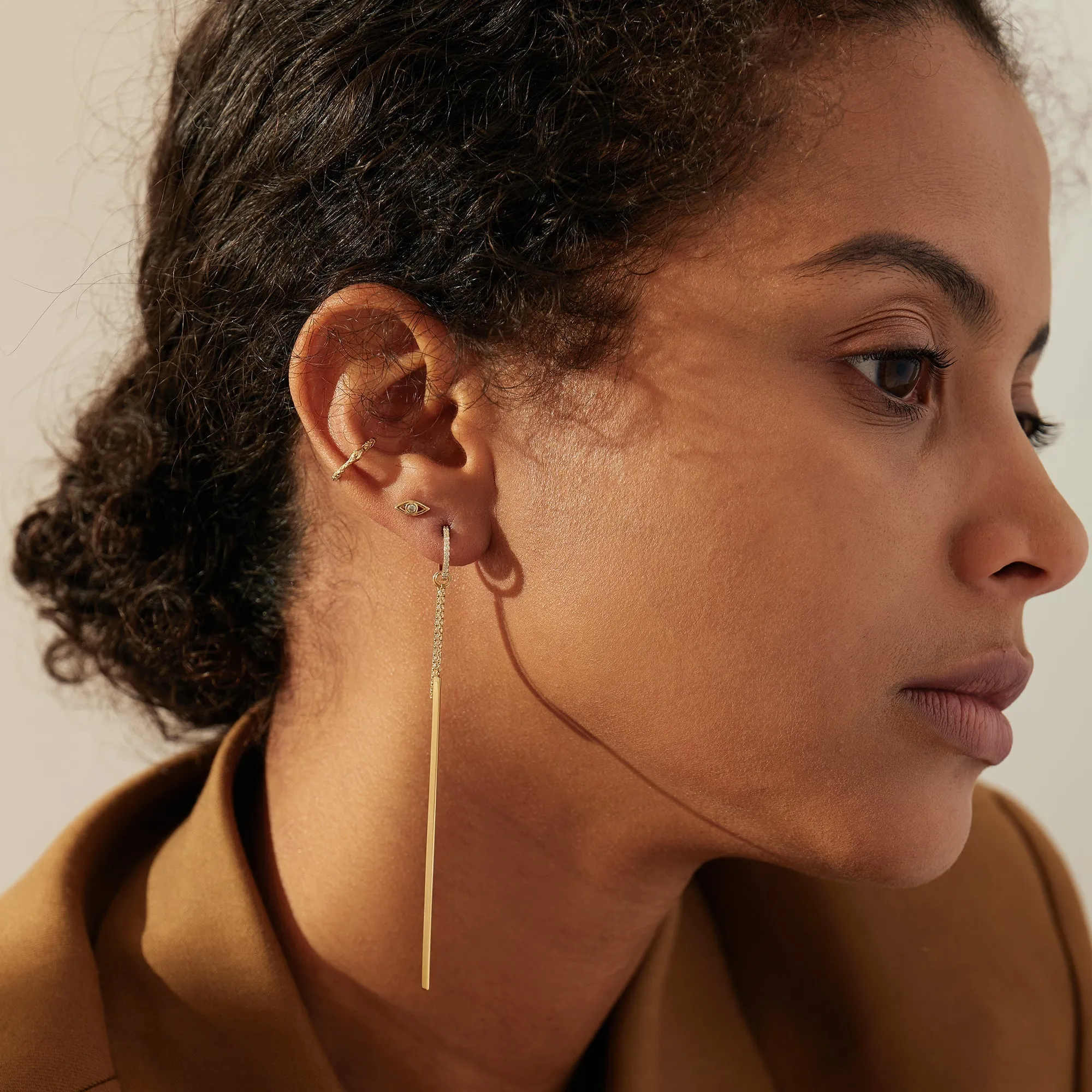 BARDOT | White Sapphire Bar Earring Charm