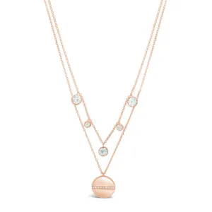 Bella Rose Gold Diamante & Opal Double Necklace