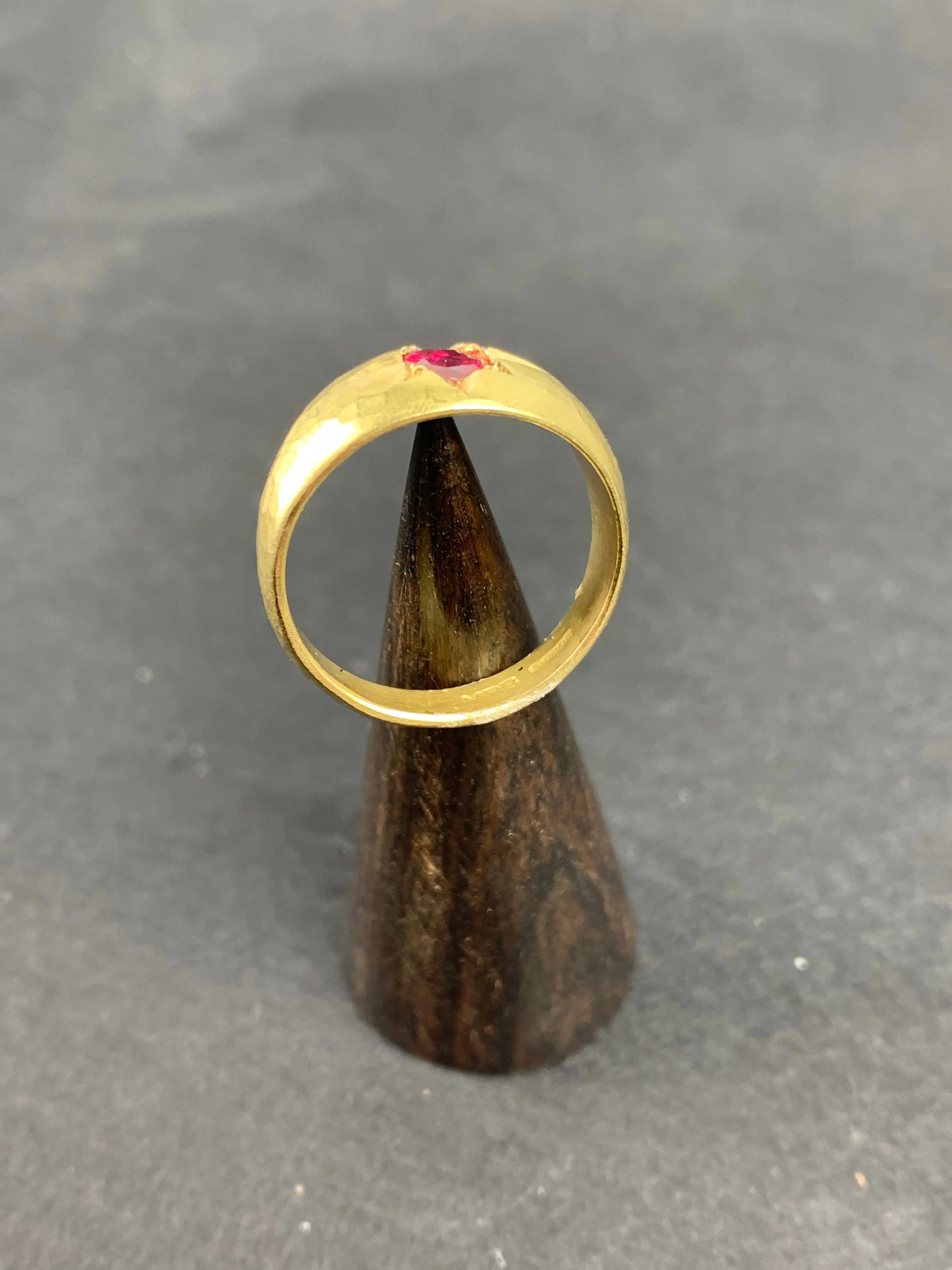 Betts, Malcolm - Gold Signet Ring with Star Set Ruby, Size K