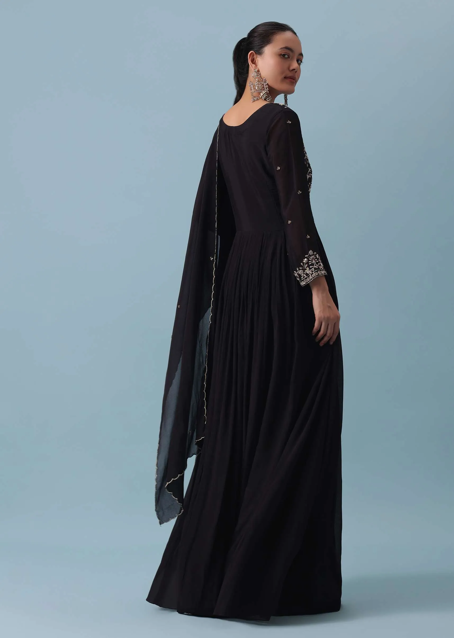 Black Anarkali Set With Zardozi Work