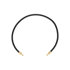 Black Leather Cord Customizable Bracelet for Men and Women, Gold-plated Brass, 7 inches Long, Zindis Collection