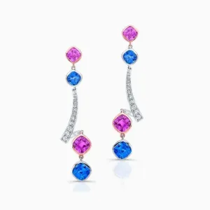 Blue & Pink Sapphire Earrings