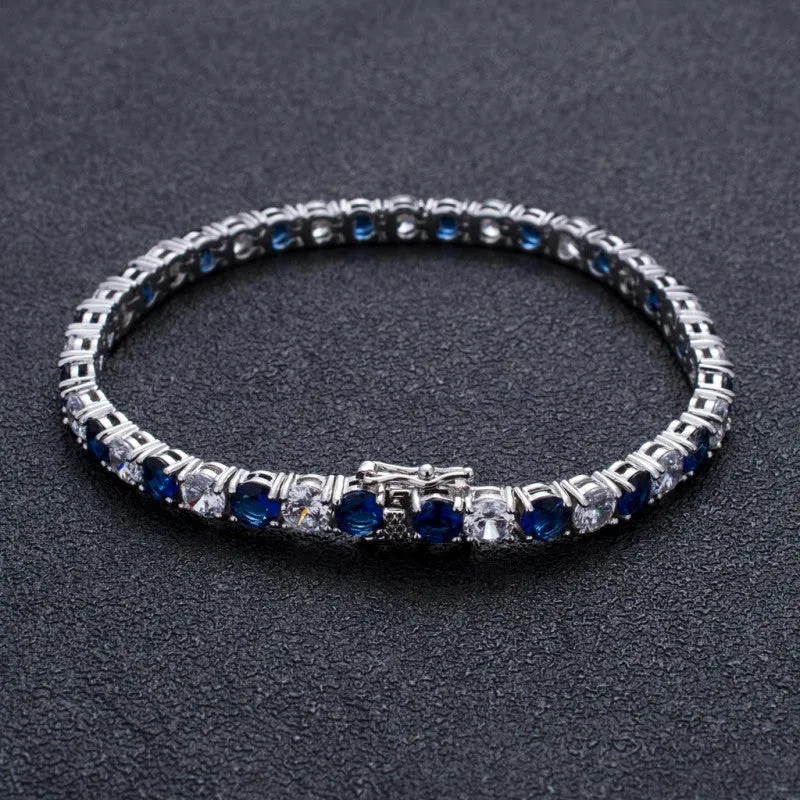 Blue & White 5mm Diamond Tennis Bracelet