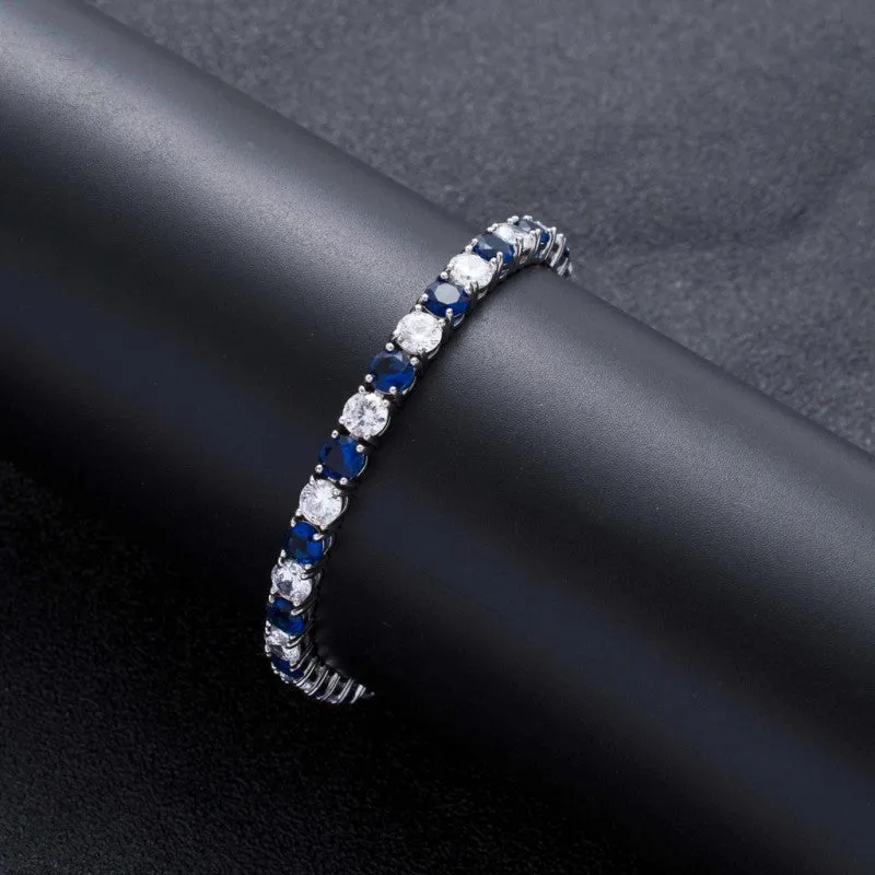 Blue & White 5mm Diamond Tennis Bracelet