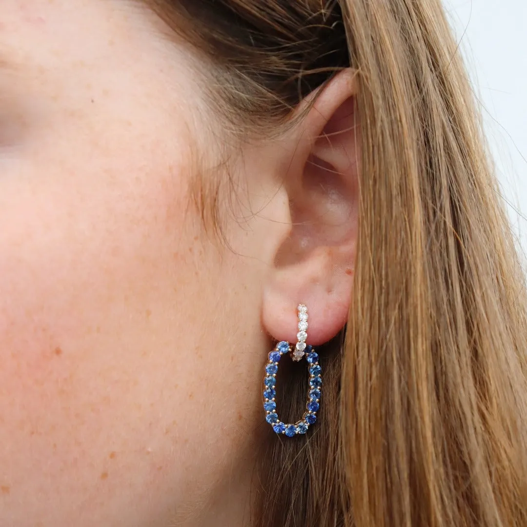 Blue Sapphire & Diamond 14K Yellow Gold Drop Earrings