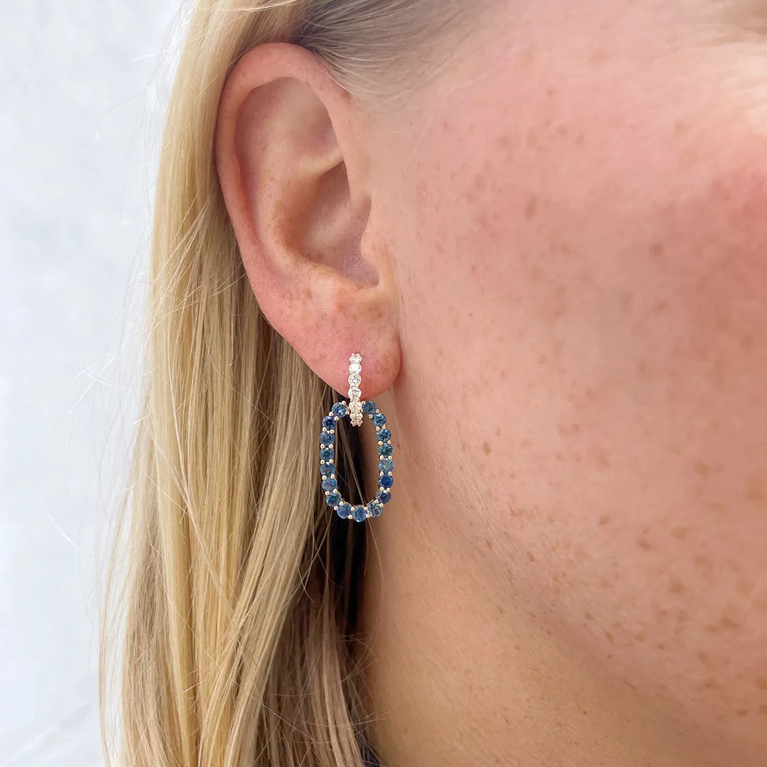 Blue Sapphire & Diamond 14K Yellow Gold Drop Earrings