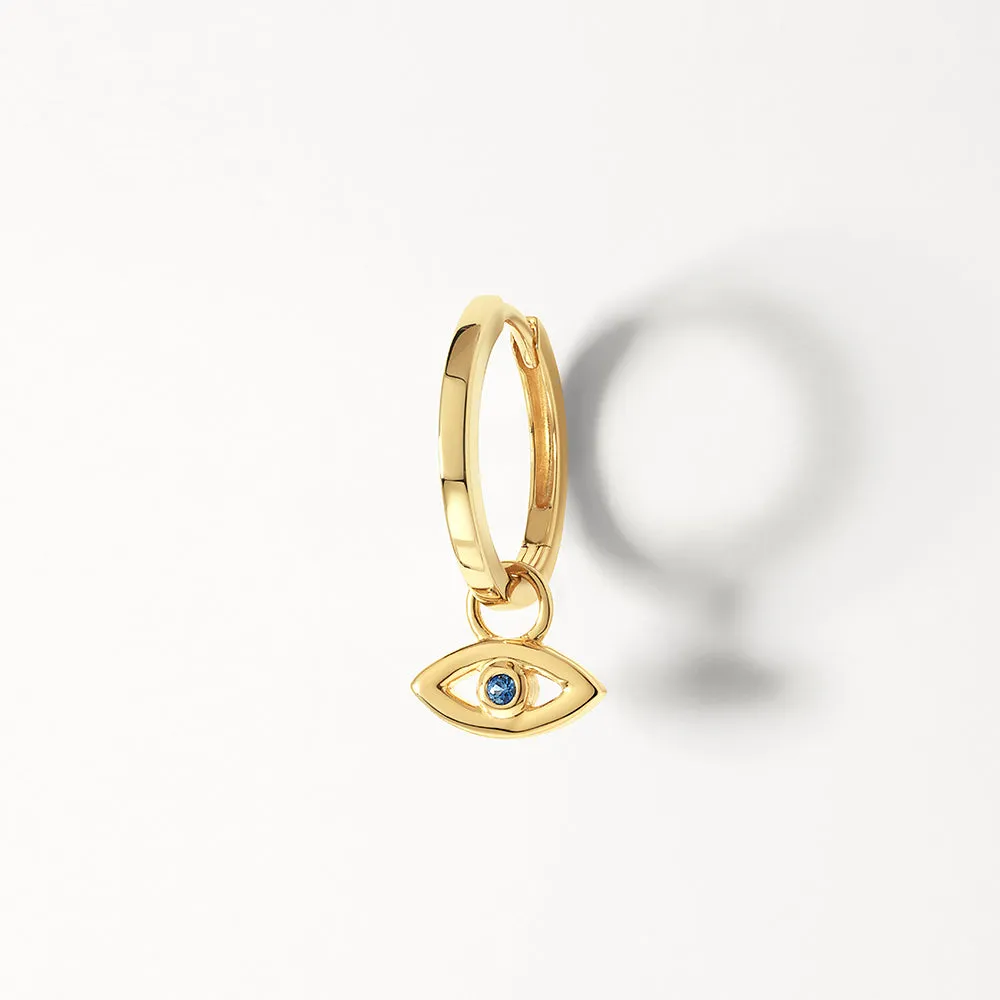 Blue Sapphire Evil Eye Charm in 10k Gold