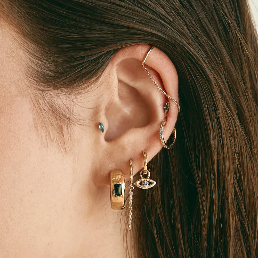 Blue Sapphire Evil Eye Charm in 10k Gold
