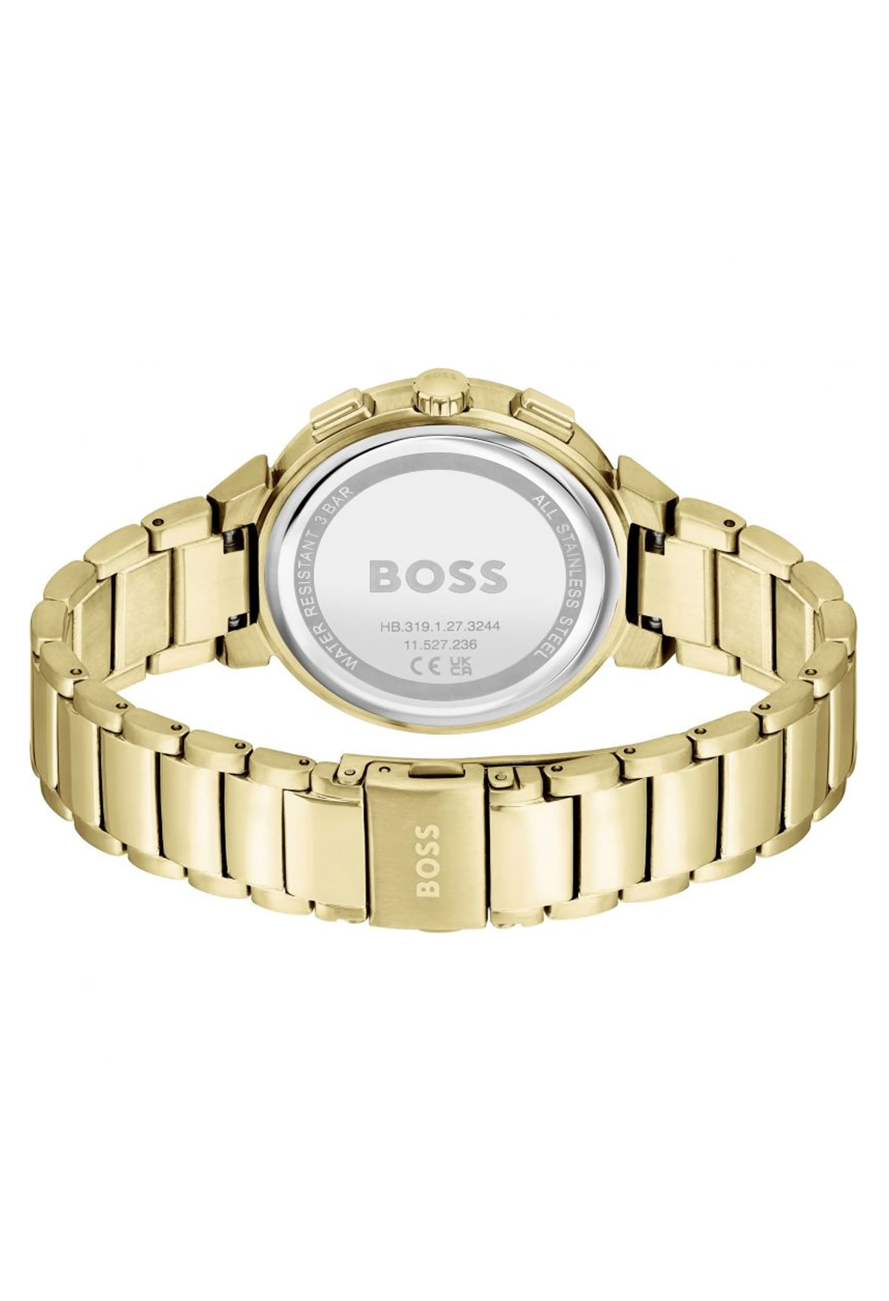 BOSS Ladies One Green Dial Bracelet Watch Gold Plated