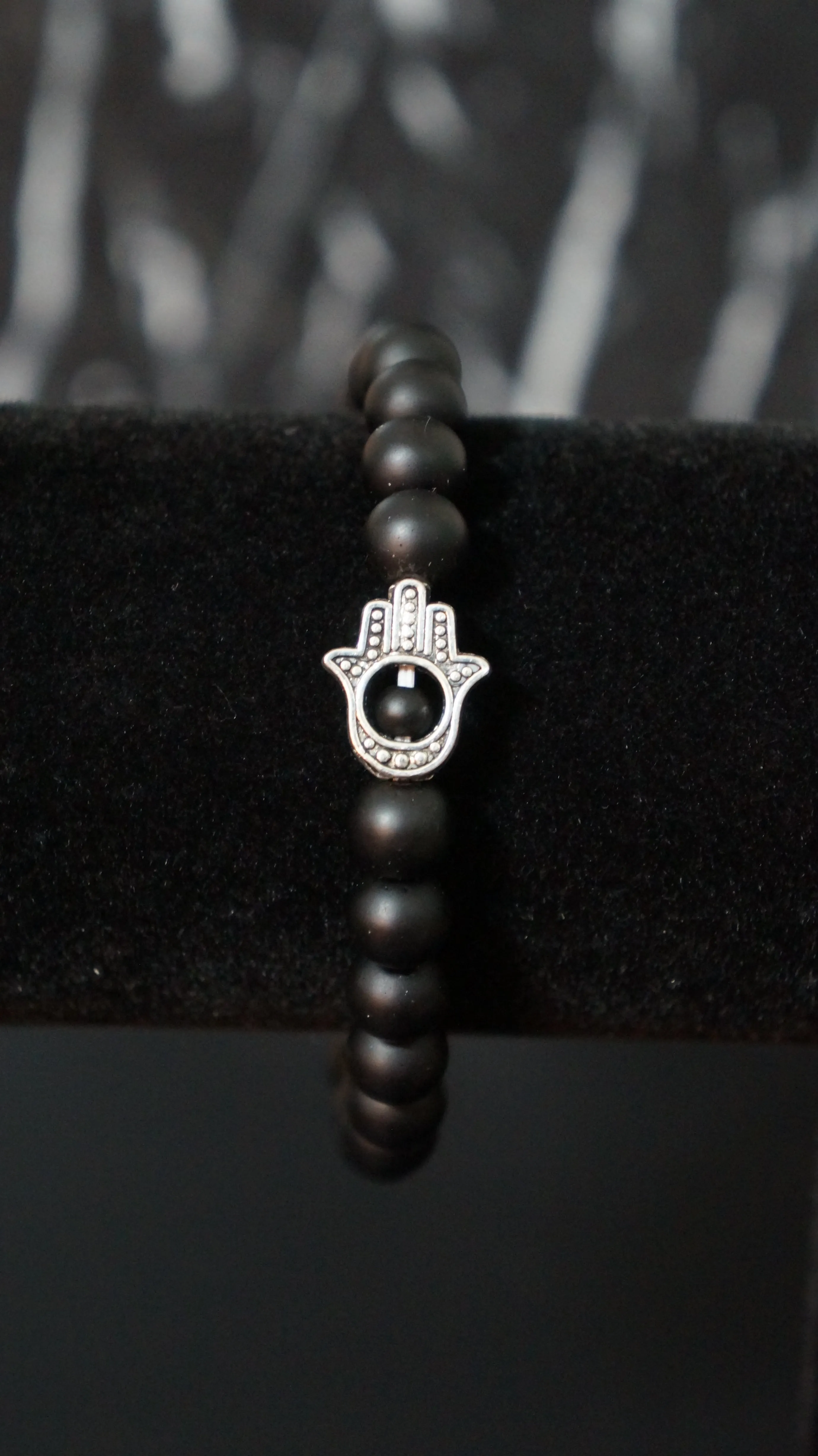 Bracelet - Black(Matte) Onyx Hamsa