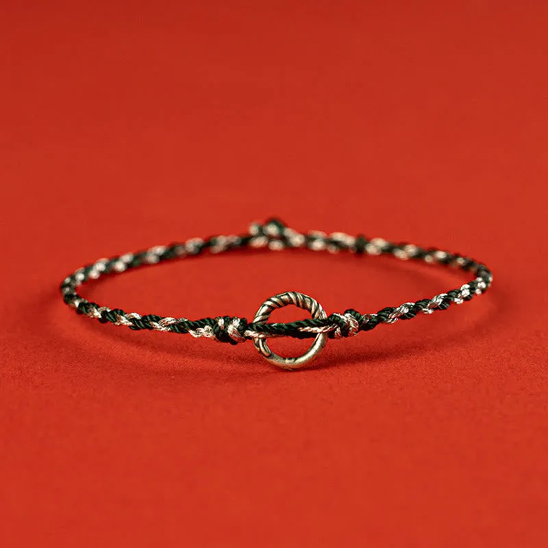 Buddha Stones 925 Sterling Silver Peace Buckle Luck String Bracelet