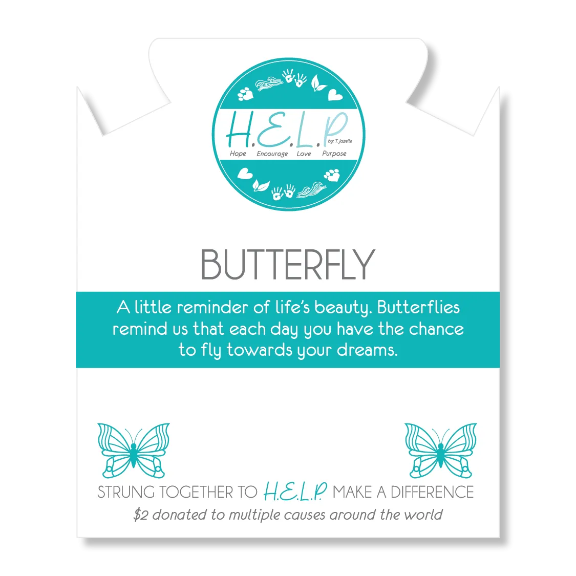 Butterfly Charm with Blue and White Jade Charity Bracelet