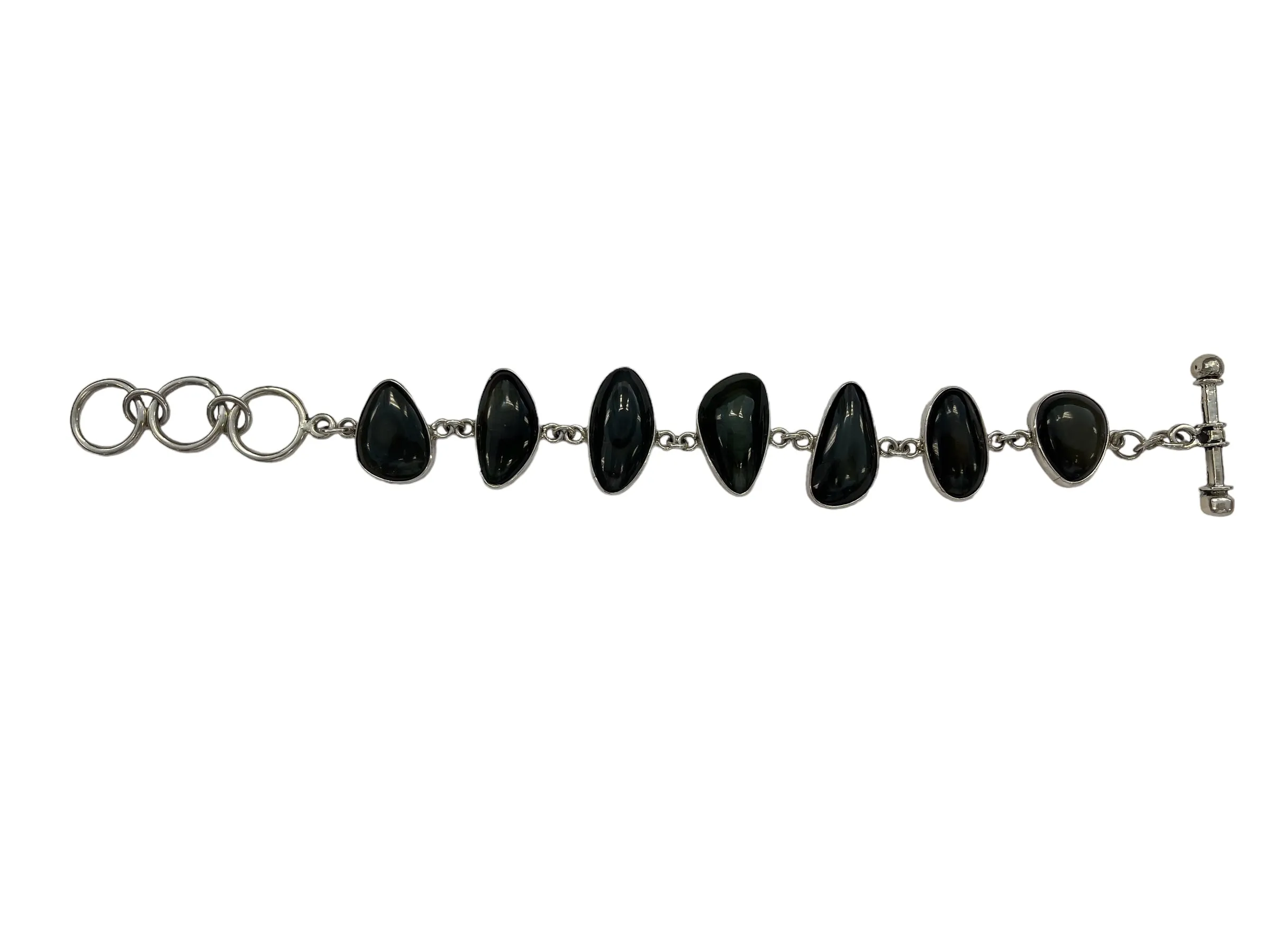 Charles Albert Silver - Obsidian Bracelet Small