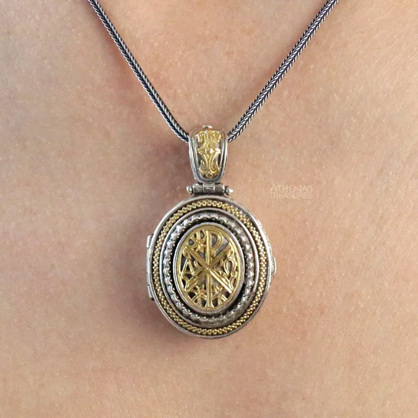 Chi Rho Cross Long Locket