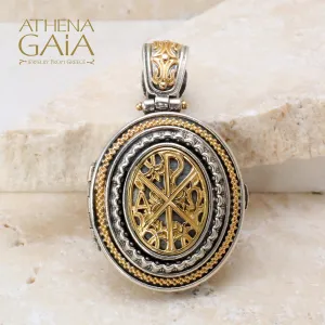 Chi Rho Cross Long Locket