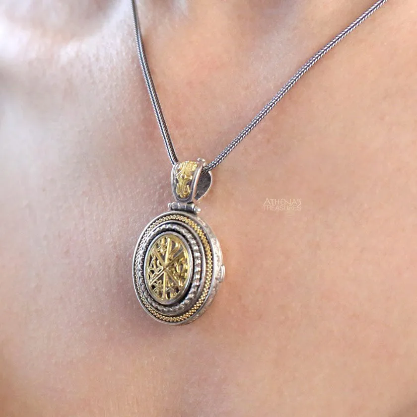 Chi Rho Cross Long Locket