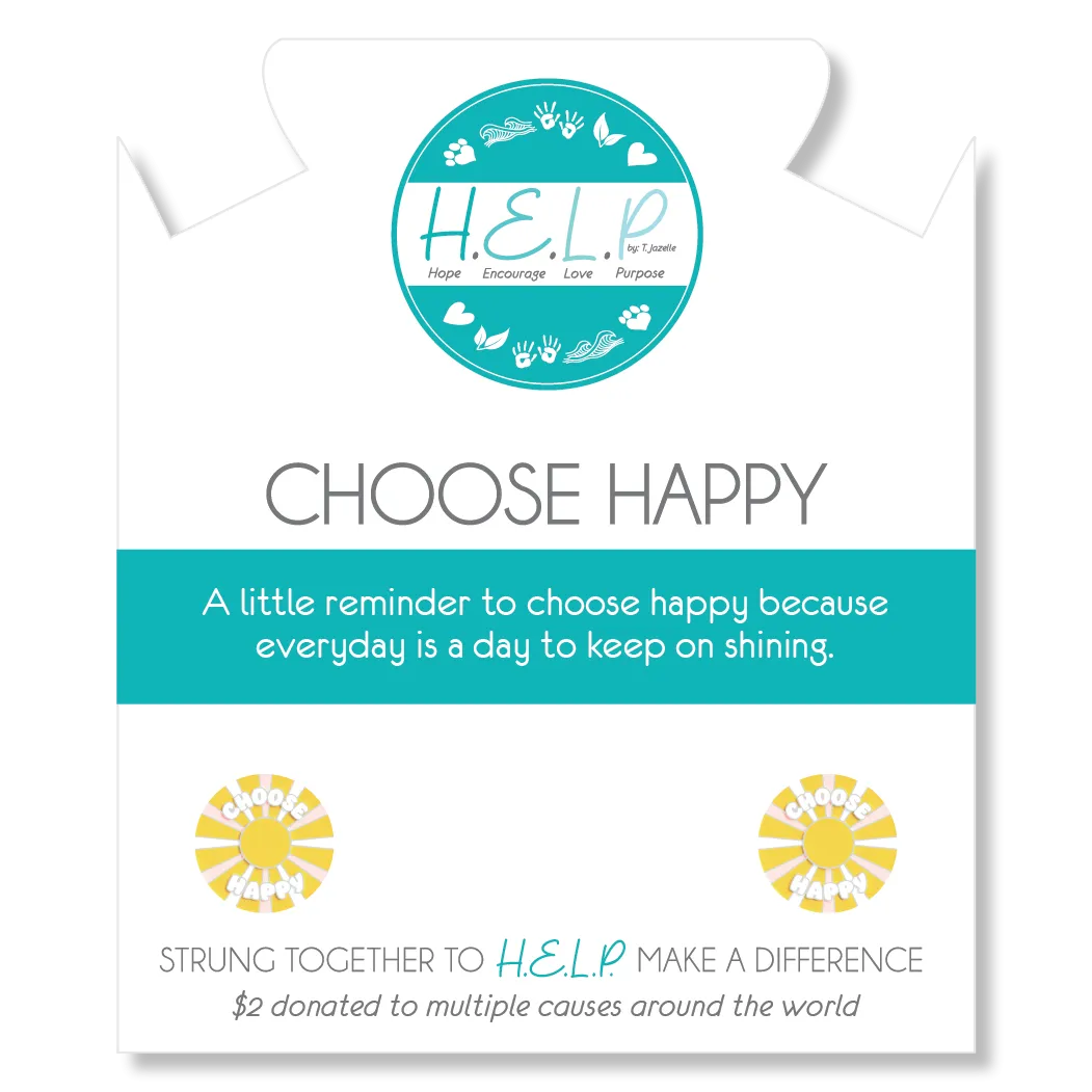 Choose Happy Charm with Blue Opal Jade Charity Bracelet