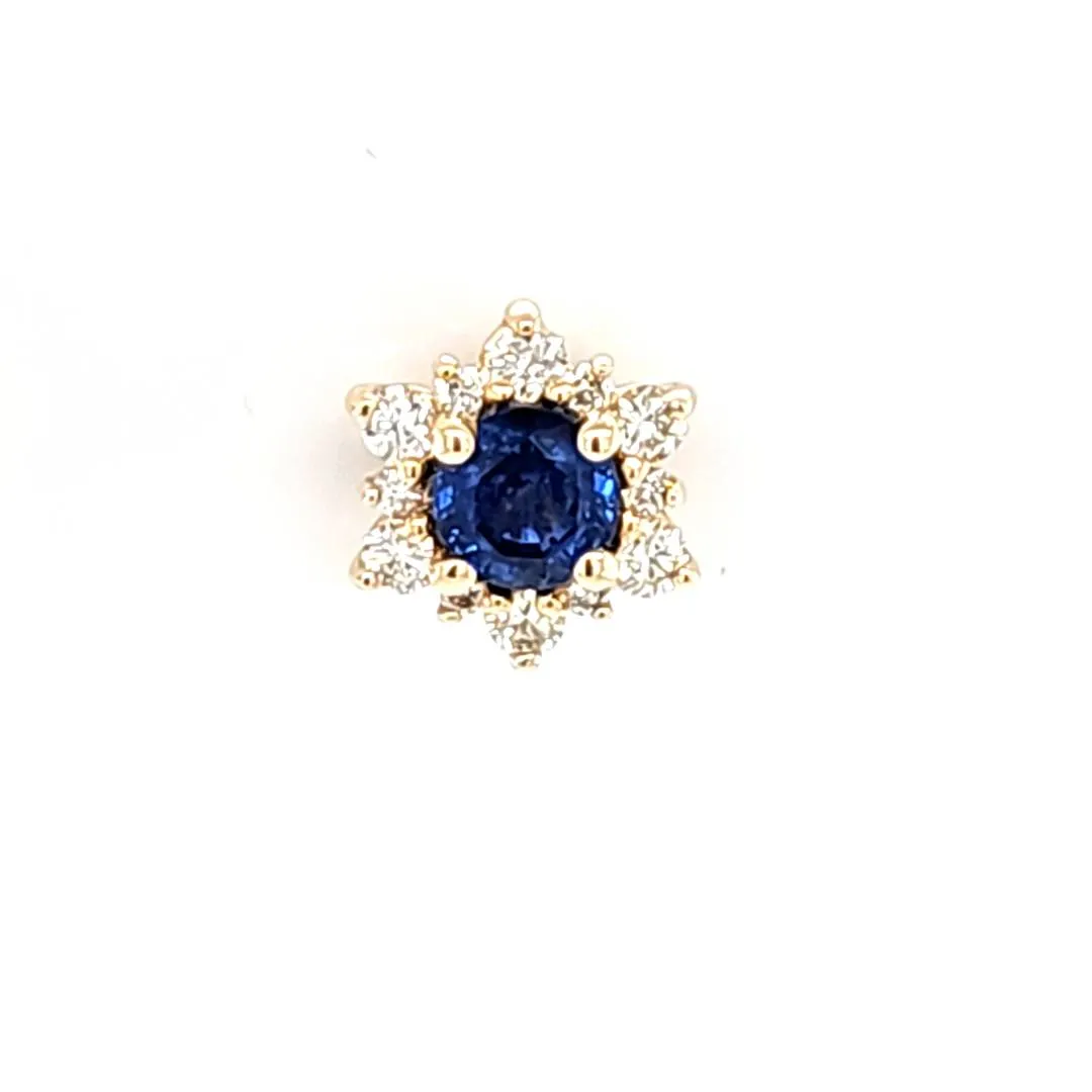 CLEARANCE - 14k Yellow Gold Sapphire & Diamond Stud Earrings (I6975)