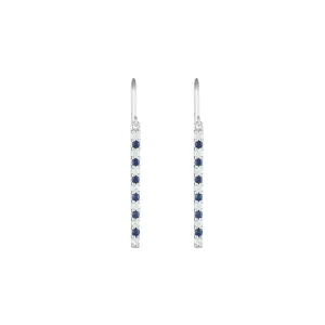Created Blue and White Sapphire Fashion Drop Earrings in 10K White Gold