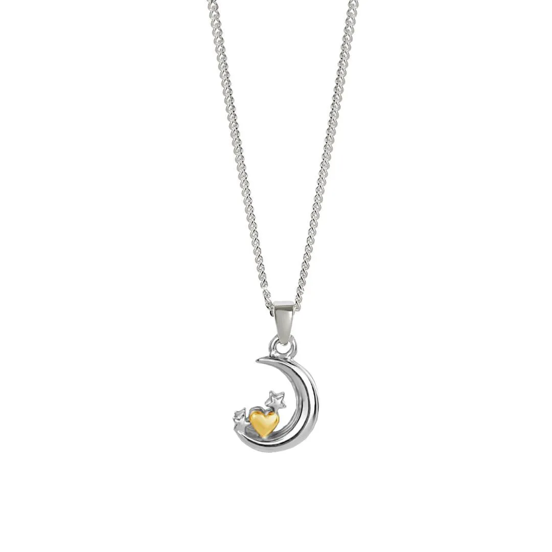 Crescent Moon and Stars Charm Necklace