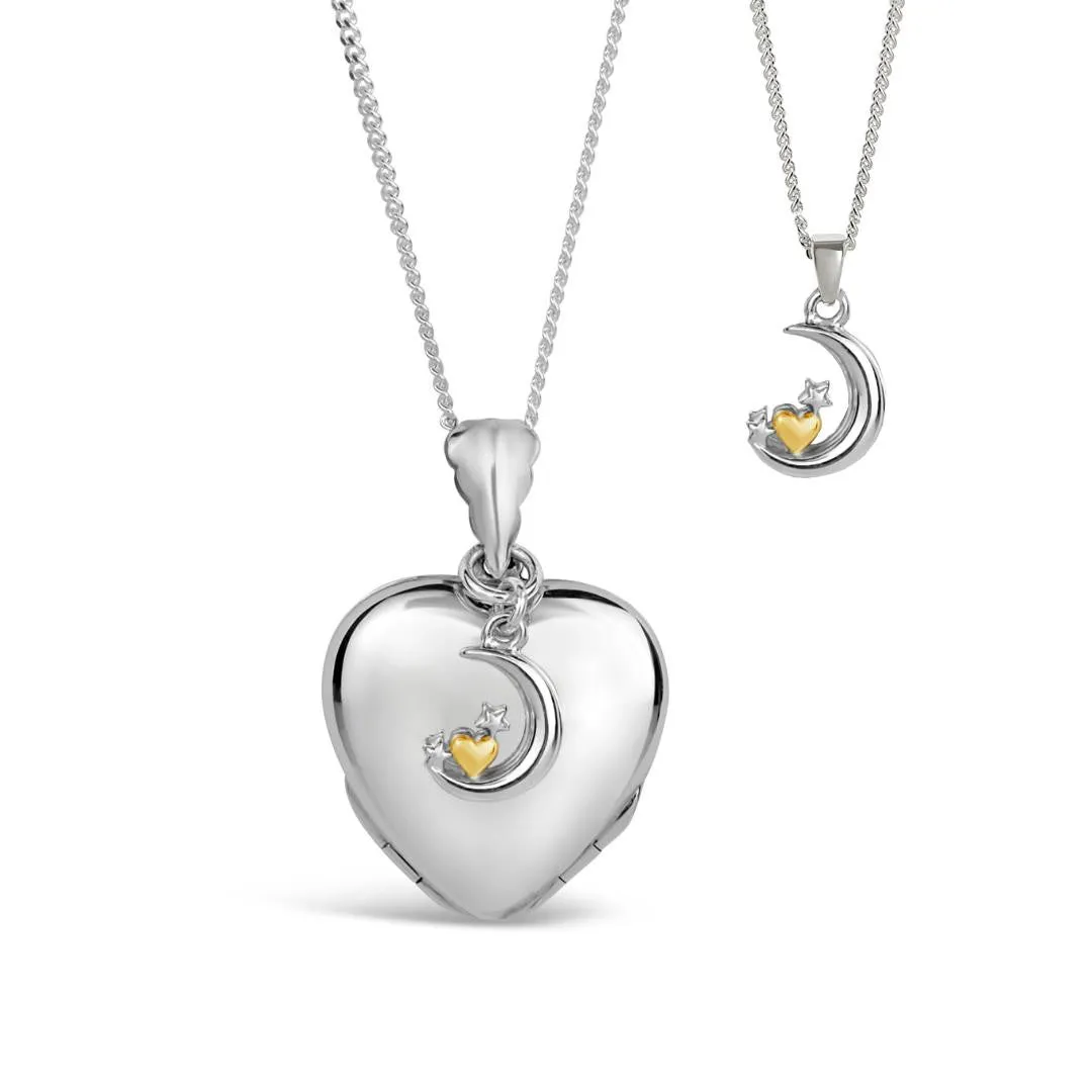 Crescent Moon and Stars Charm Necklace