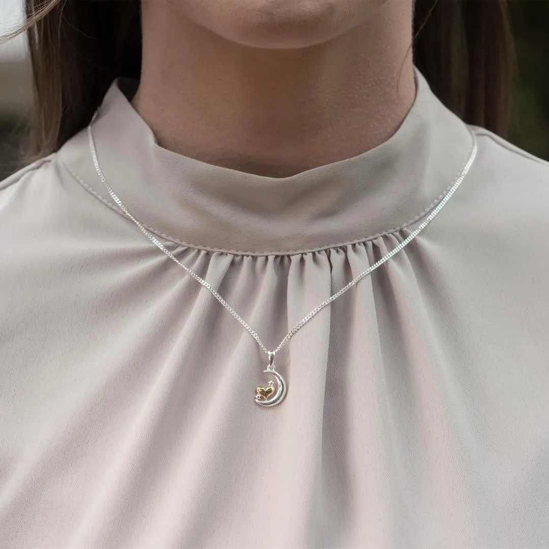 Crescent Moon and Stars Charm Necklace