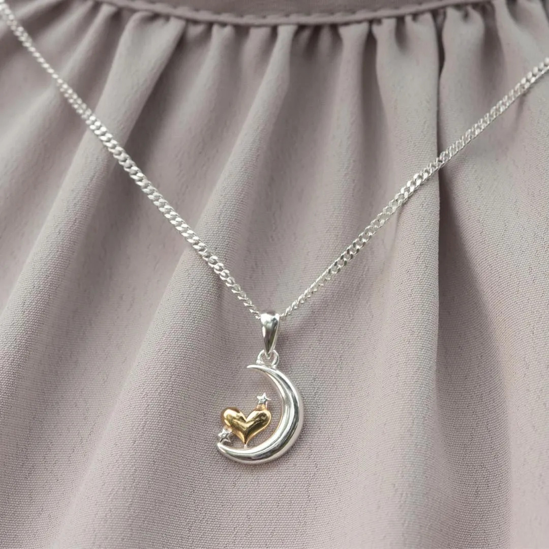 Crescent Moon and Stars Charm Necklace