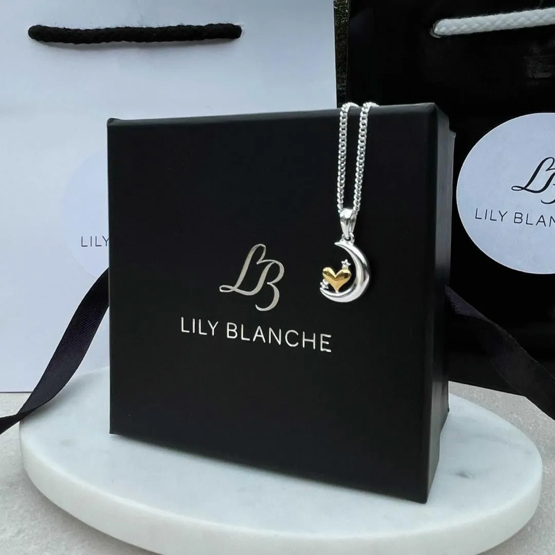 Crescent Moon and Stars Charm Necklace