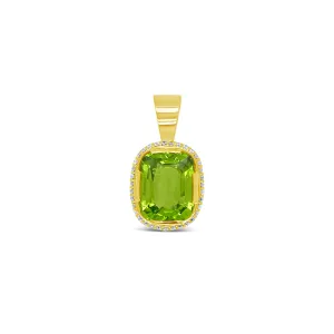 Cushion-cut Peridot   Diamond Pendant