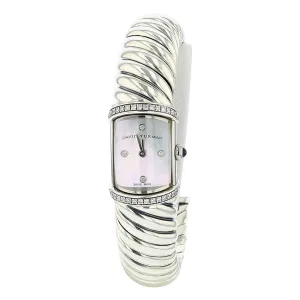 David Yurman Sterling Silver Mother of Pearl Diamond Waverly Watch