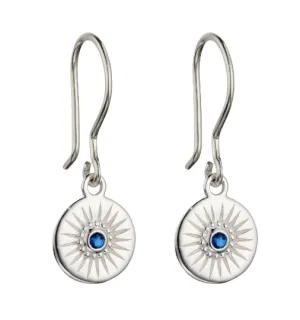 Diamond Cut Drop Earrings With Sapphire Crystal