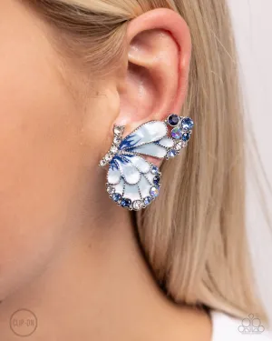 Earrings Decadent Descent - Blue Butterfly ClipOns