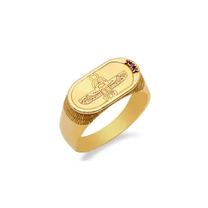 Egyptian Scarab Signet Ring   Rubies
