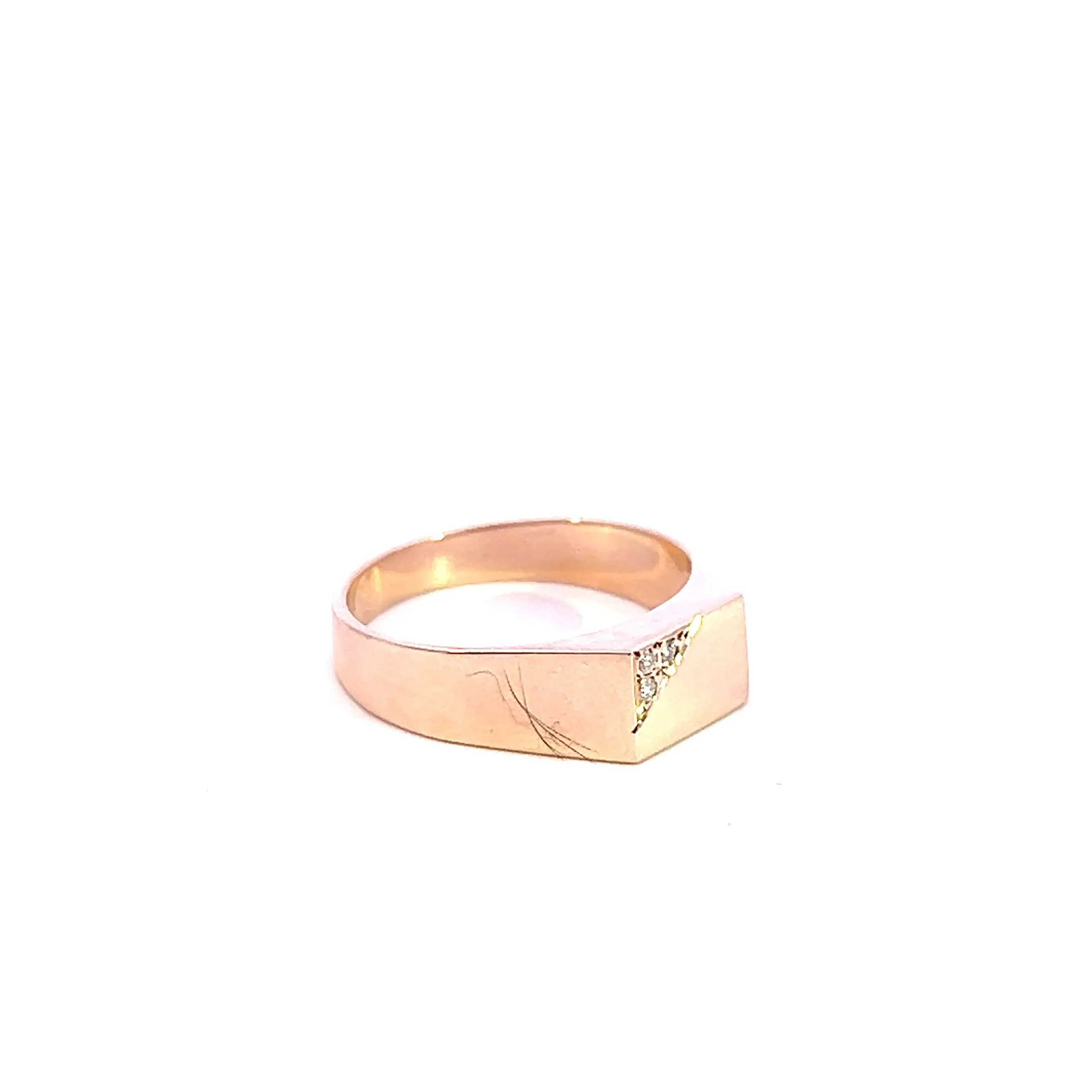 Elegant Unisex Yellow Gold Diamond Signet Ring
