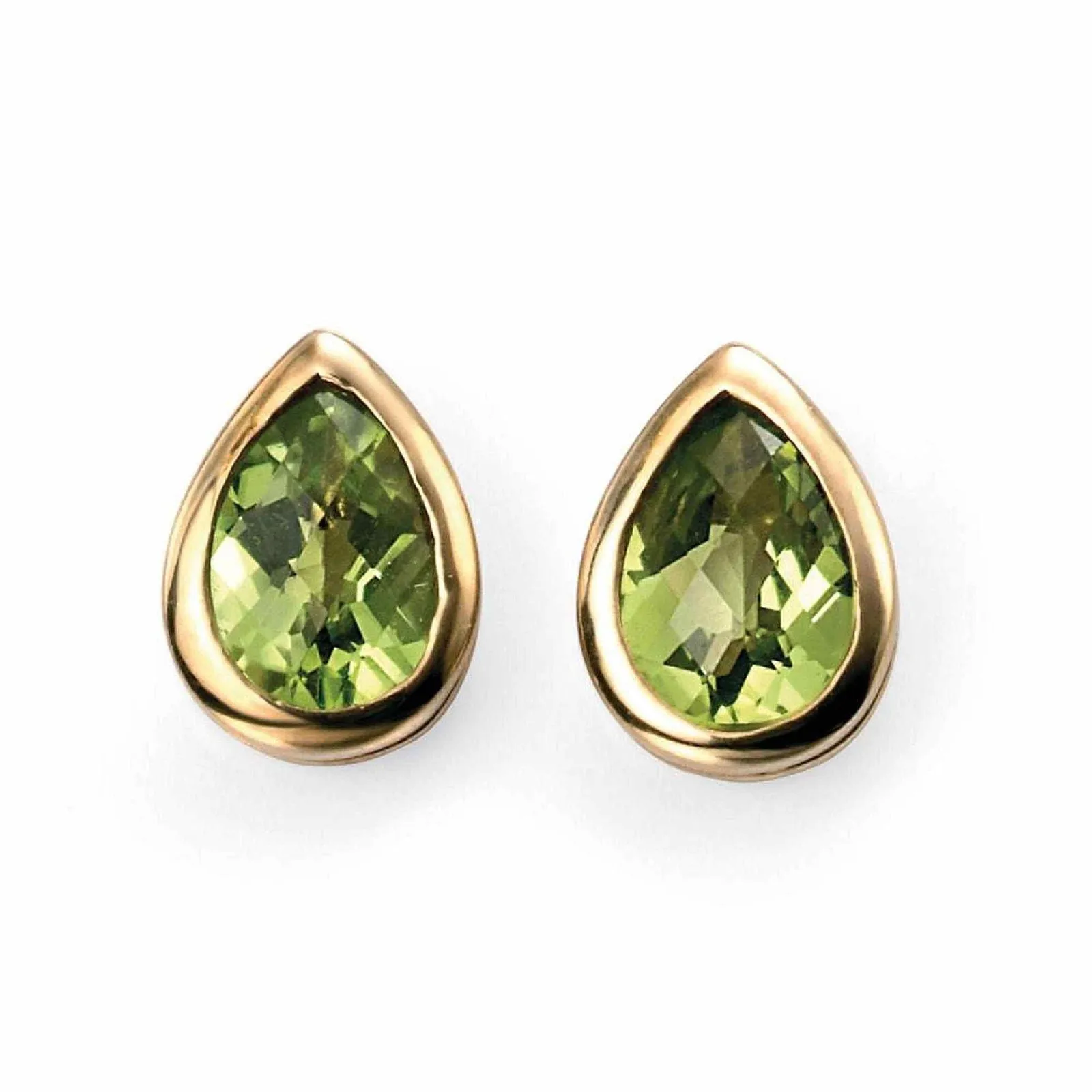 Elements Gold GE489G Peridot Teardrop Stud Earrings