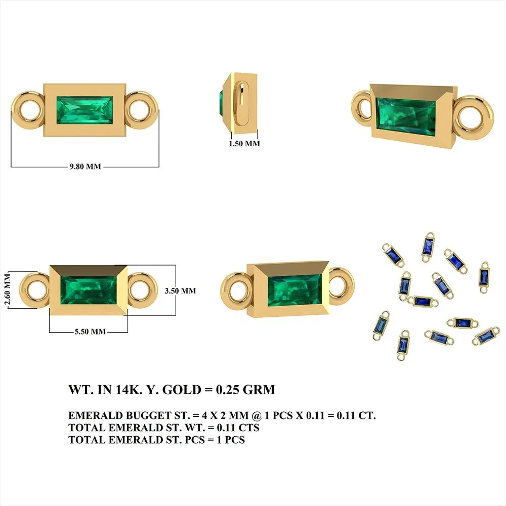 Emerald Connector Charm 3.50x9.80mm