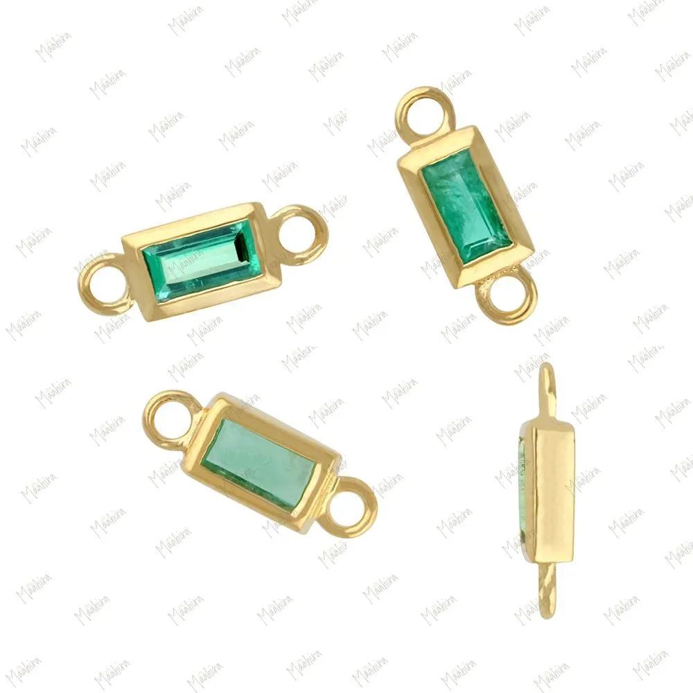 Emerald Connector Charm 3.50x9.80mm